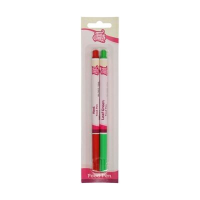 FunCakes Edible Brush Food Pen SET of 2 -RED &amp; GREEN - Σετ με 2 Βρώσιμους Μαρκαδόρους με Μύτη Πινέλου -Κόκκινος &amp; Πράσινος