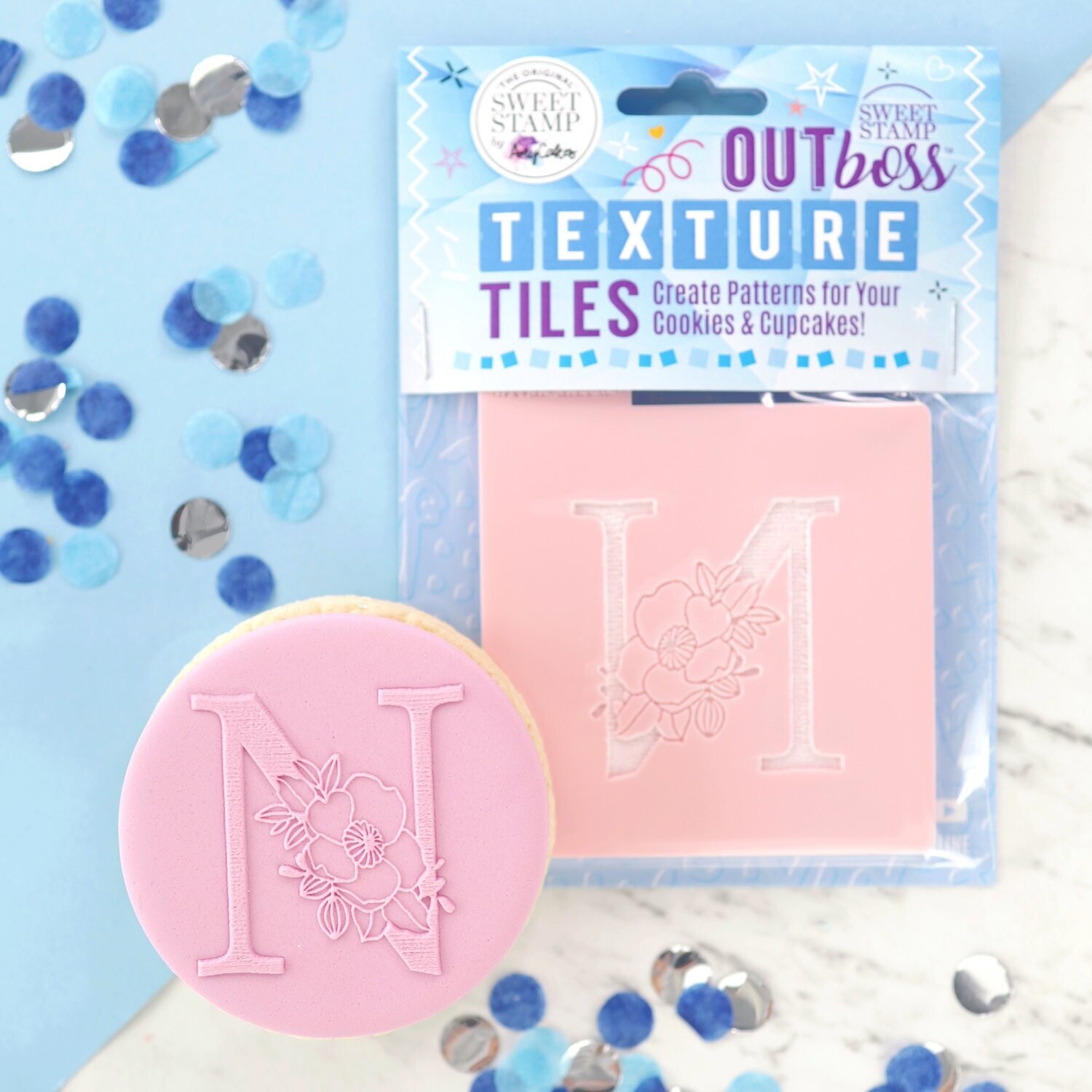 Sweet Stamp -Texture Tile -Monogram Floral -&#39;N&#39; - Σφραγίδα Μονόγραμμα με λουλούδια &#39;N&#39;