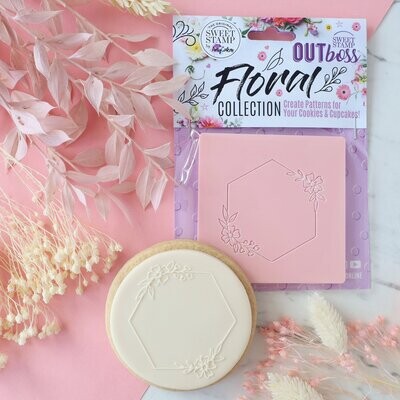 Sweet Stamp -OUTboss Floral Collection -HEXAGON FLORAL FRAME - Σφραγίδα Εξάγωνη κορνίζα από λουλούδια