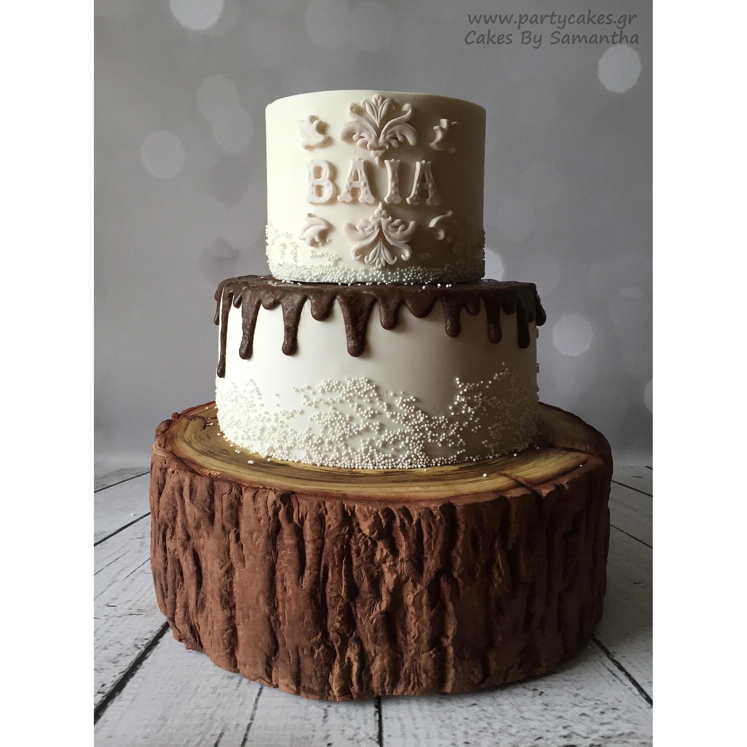 SweetDrops by Cakes By Samantha -Φόντο Φωτογραφίας -2 σε 1 Bokeh &amp; White Wood 90x120εκ