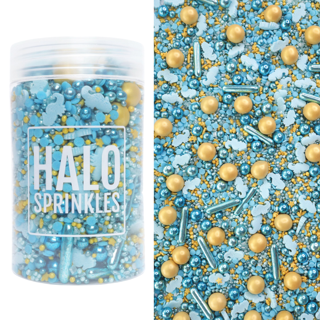 Halo Sprinkles MIX -LONG TIME NO SEA 125γρ - Μείγμα Ζαχαρωτών σε Γαλάζιες και Χρυσές Αποχρώσεις με Ιππόκαμπους