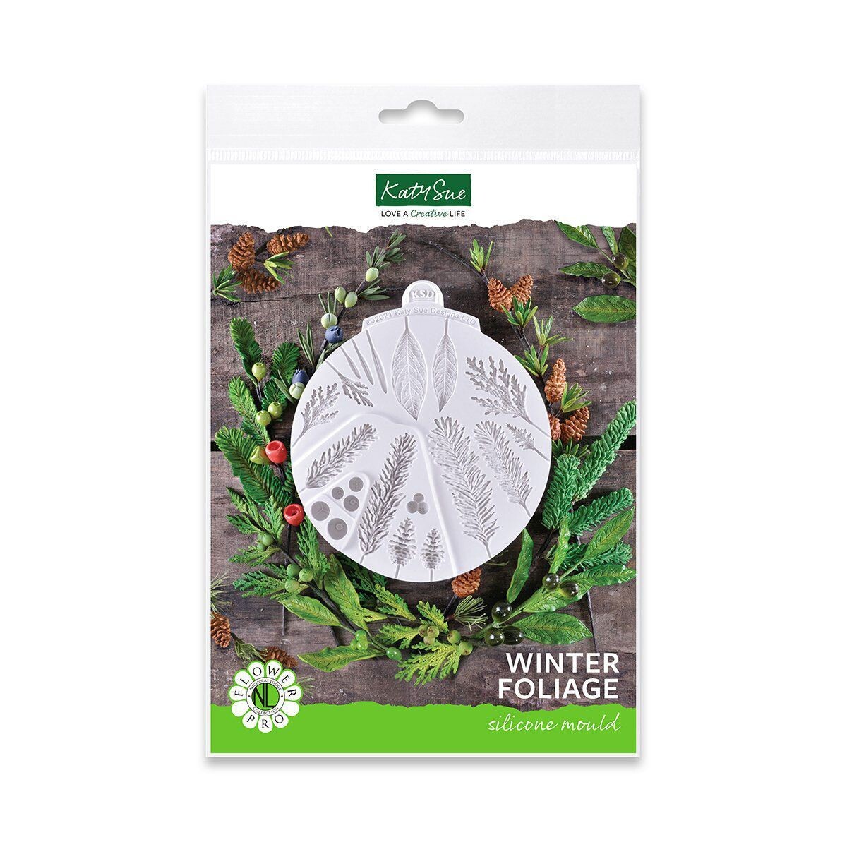 Katy Sue Silicone Mould -WINTER FOLIAGE - Καλούπι Σιλικόνης Χειμερινά Φύλλα και Καρποί