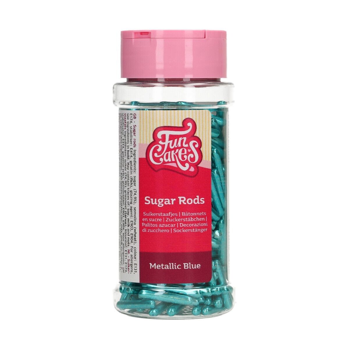 FunCakes Sprinkles -METALLIC Sugar Rods XL BLUE - Μείγμα Ζαχαρωτών Ράβδοι σε Μπλε χρώμα 70γρ
