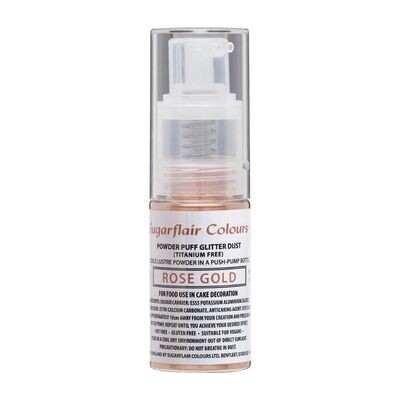 Sugarflair Powder Puff Glitter Dust Pump Spray -ROSE GOLD 10g - Βρώσιμο Γκλίτερ σε σπρέι - Ροζ Χρυσό