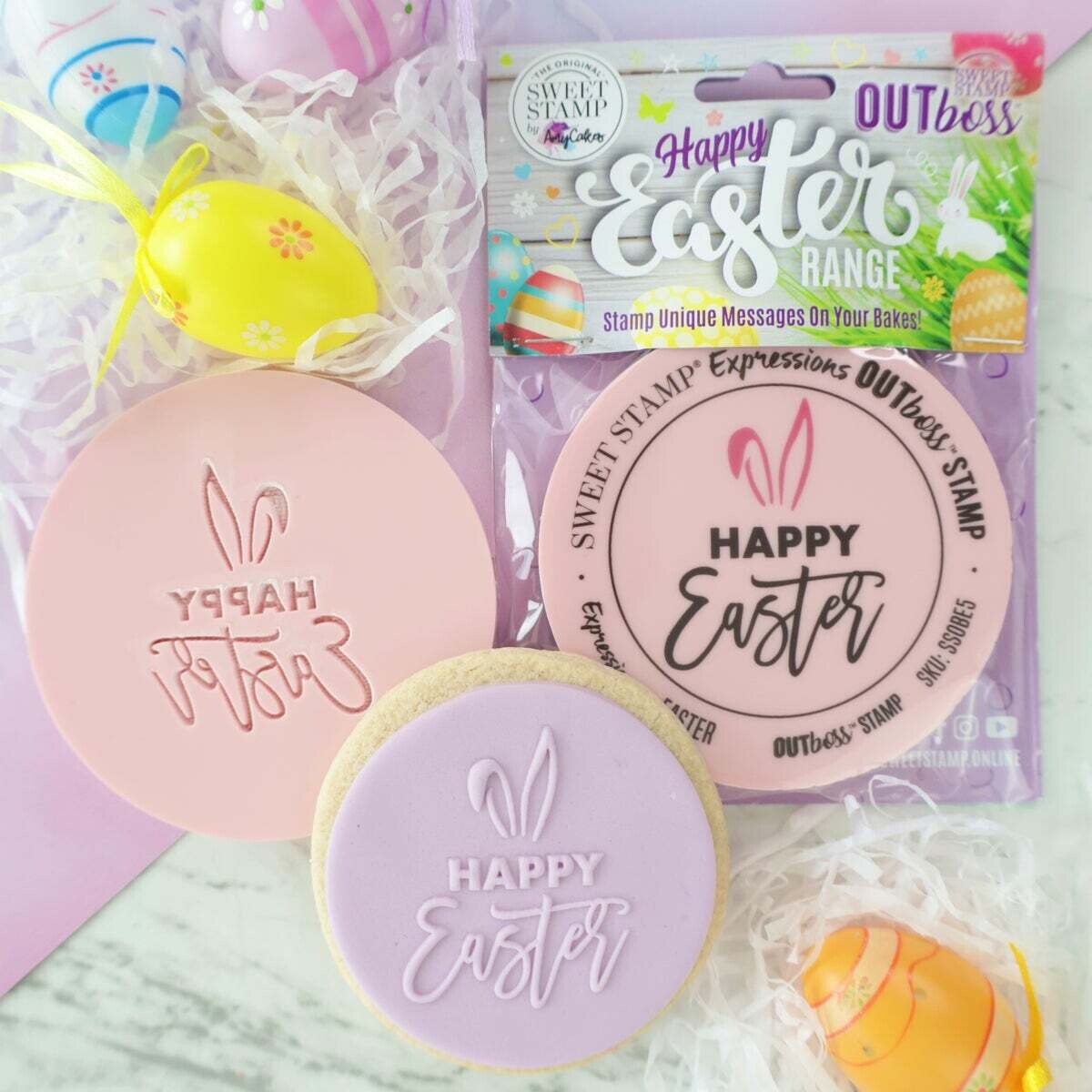 Sweet Stamp -OUTboss Easter -HAPPY EASTER EARS - Πασχαλινή Σφραγίδα Με αυτιά Λαγού