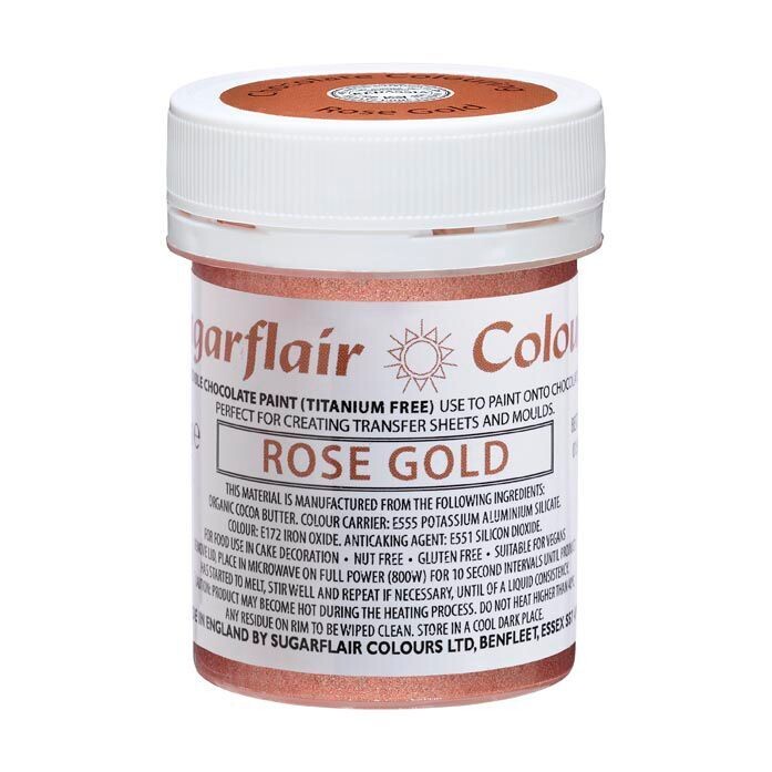 Sugarflair Chocolate PAINT -METALLIC ROSE GOLD 35g - Χρώμα Ζωγραφικής Σοκολάτας Ροζ Χρυσό Μεταλλικό
