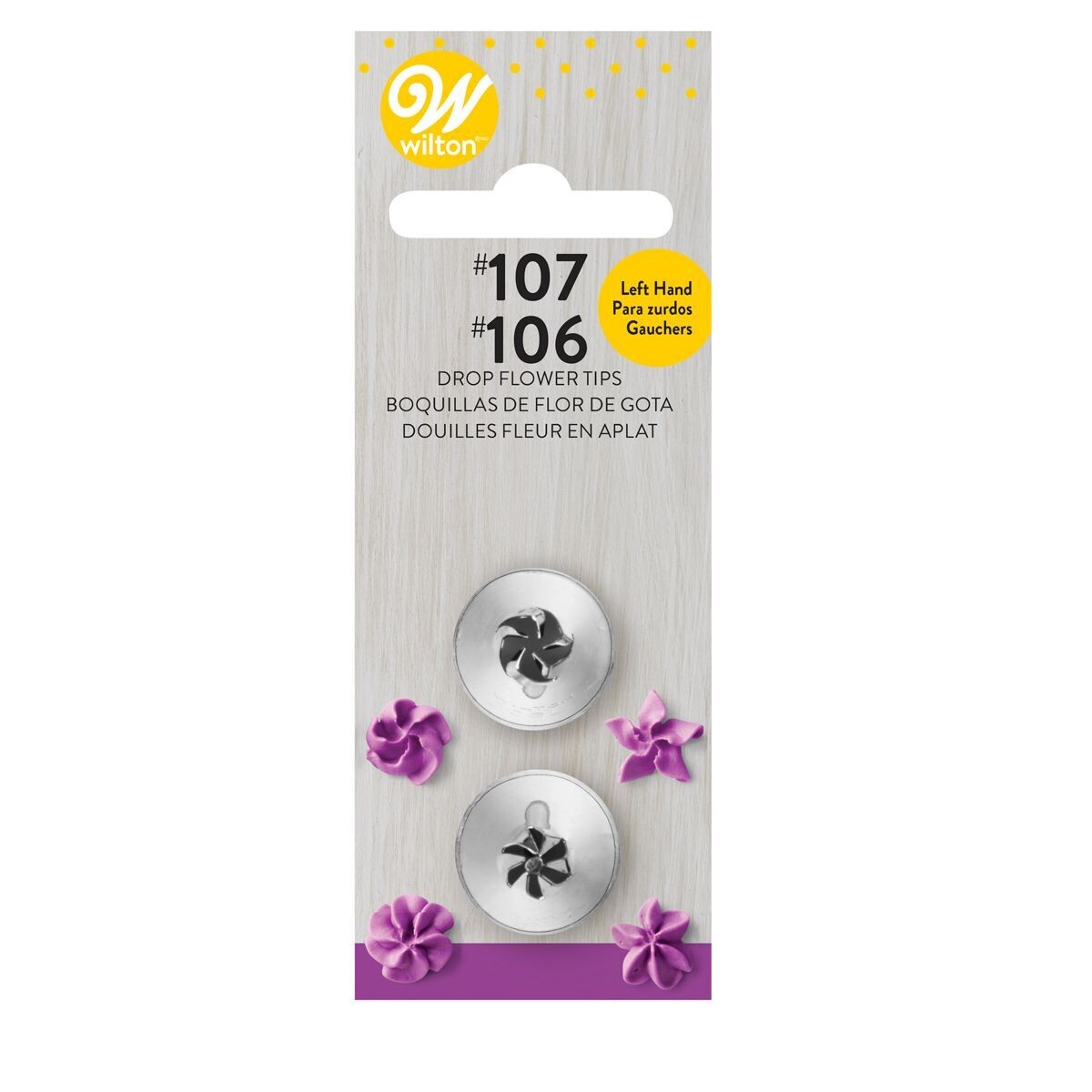 WILTON Nozzles Set of 2 for LEFT HANDERS -No.106L &amp; No.107L - Σετ μύτες κορνέ για Αριστερόχειρες