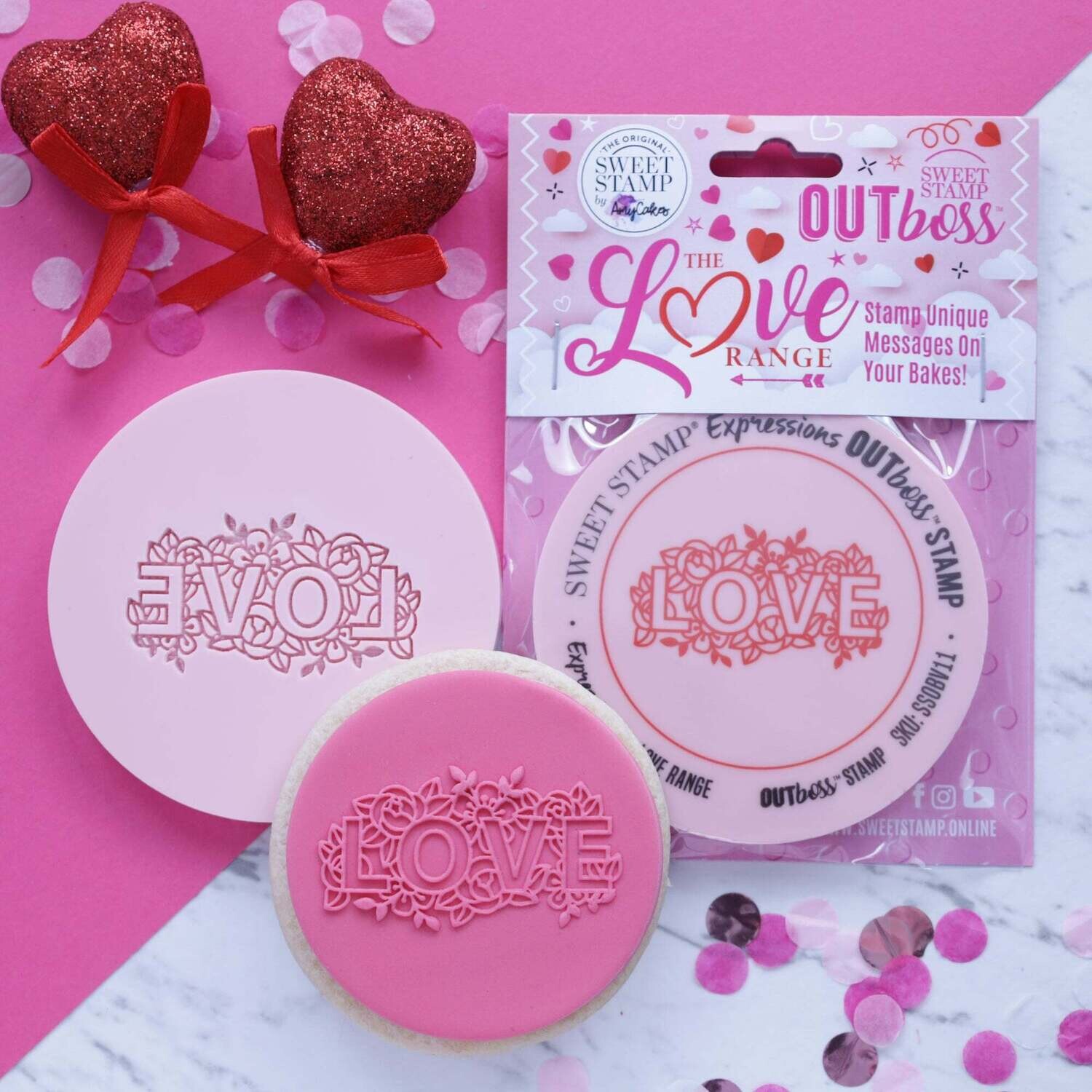 Sweet Stamp -OUTboss Expressions -FLORAL 'LOVE' - Σφραγίδα με Τριανταφυλλάκια
