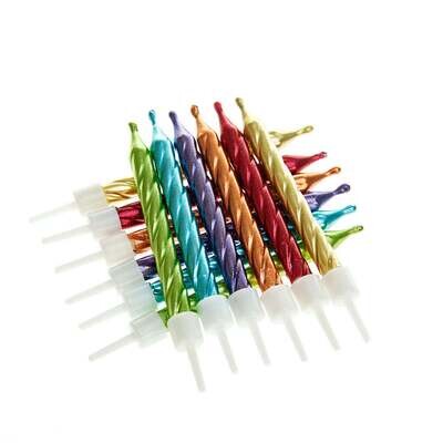 By AH -Candles -Set of 12 -METALLIC RAINBOW - Κεράκια 12τεμ σε μεταλλικά χρώματα του Ουράνιου Τόξου