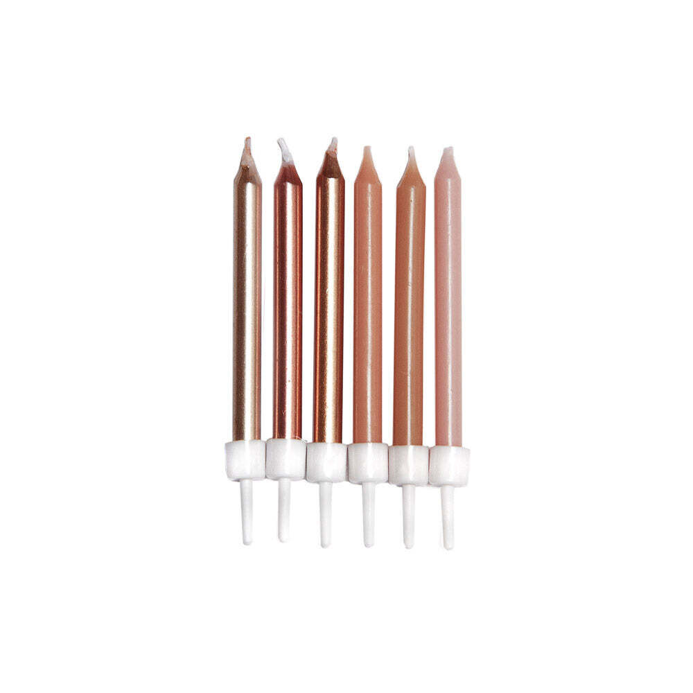 SALE!!! By AH -Candles -Set of 12 -NEUTRAL METALLICS - Κεράκια 12τεμ σε Ουδέτερα μεταλλικά χρώματα