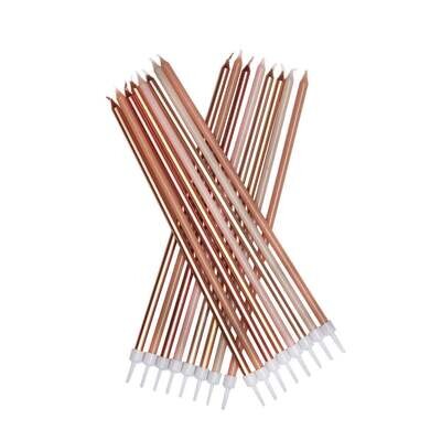 By AH -Candles -EXTRA TALL -NEUTRAL METALLICS - Κεράκια 18εκ σε Μεταλλικά Ουδέτερα χρώματα 16 τεμ