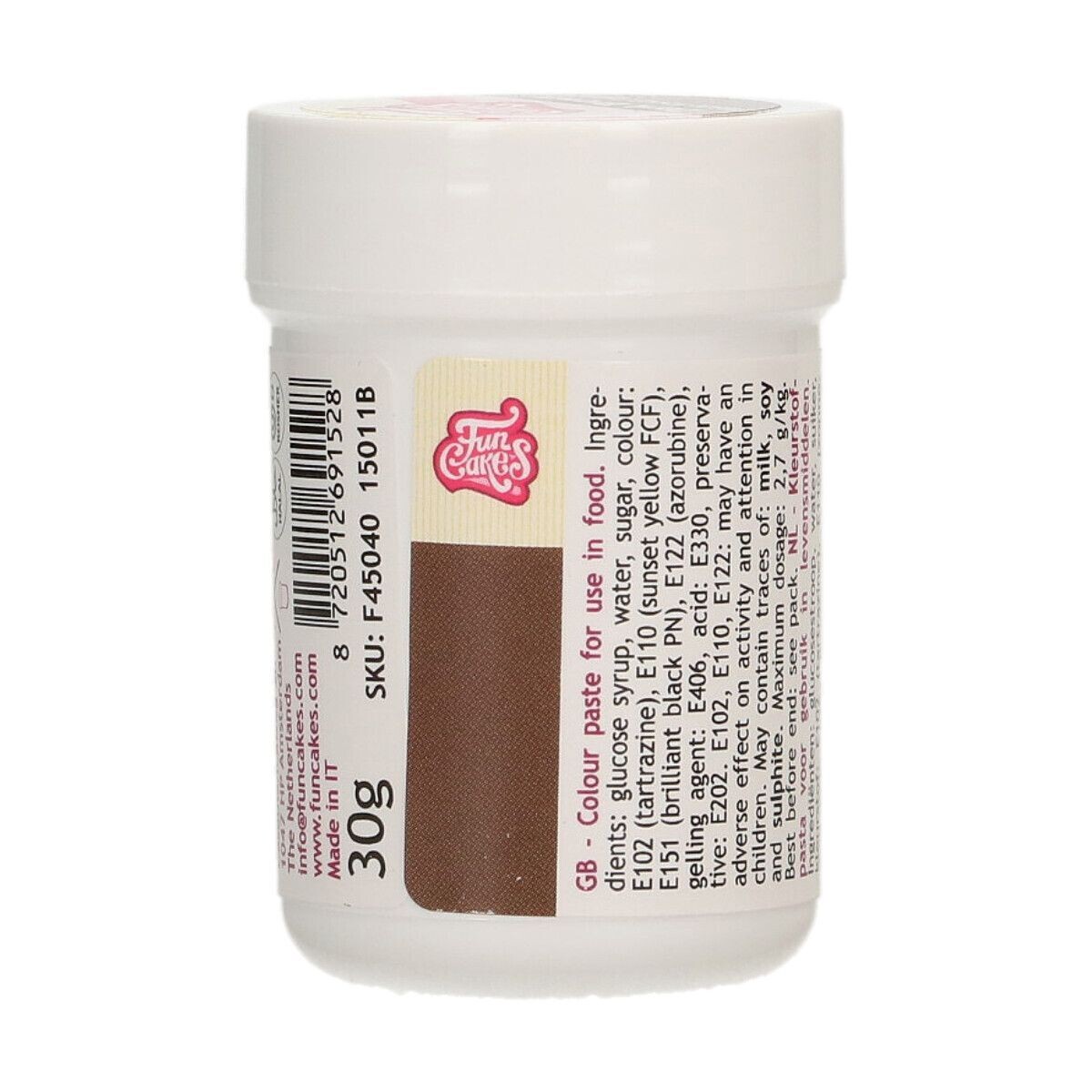 FunCakes FunColours PASTE -DARK BROWN - Χρώμα σε Πάστα - Σκούρο Καφέ  30γρ