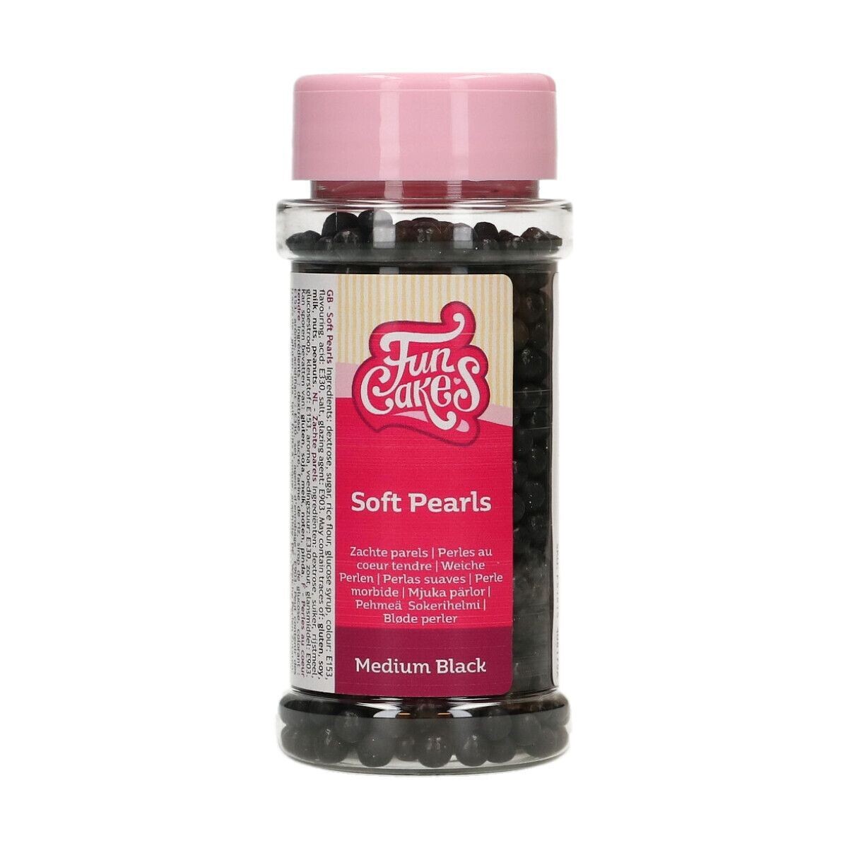 FunCakes Soft Sugar Pearls -MEDIUM BLACK 60 g - Μαλακές  Πέρλες Ζάχαρης Μεσαίες Μαύρες 60γρ