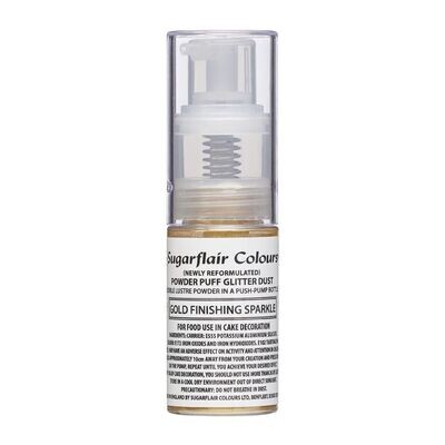 Sugarflair Powder Puff Glitter Dust Pump Spray -FINISHING SPARKLE -GOLD 10g - Βρώσιμο Γκλίτερ σε σπρέι - Λαμπερό Τελείωμα Χρυσό