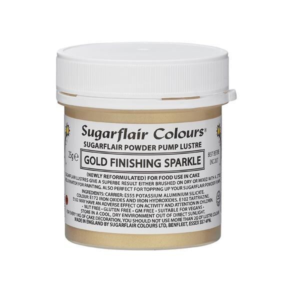 Sugarflair Powder Puff Glitter Dust Pump REFILL -FINISHING SPARKLE -GOLD 25g - Ανταλλακτικό Βρώσιμο Γκλίτερ για σπρέι - Λαμπερό Τελείωμα Χρυσό