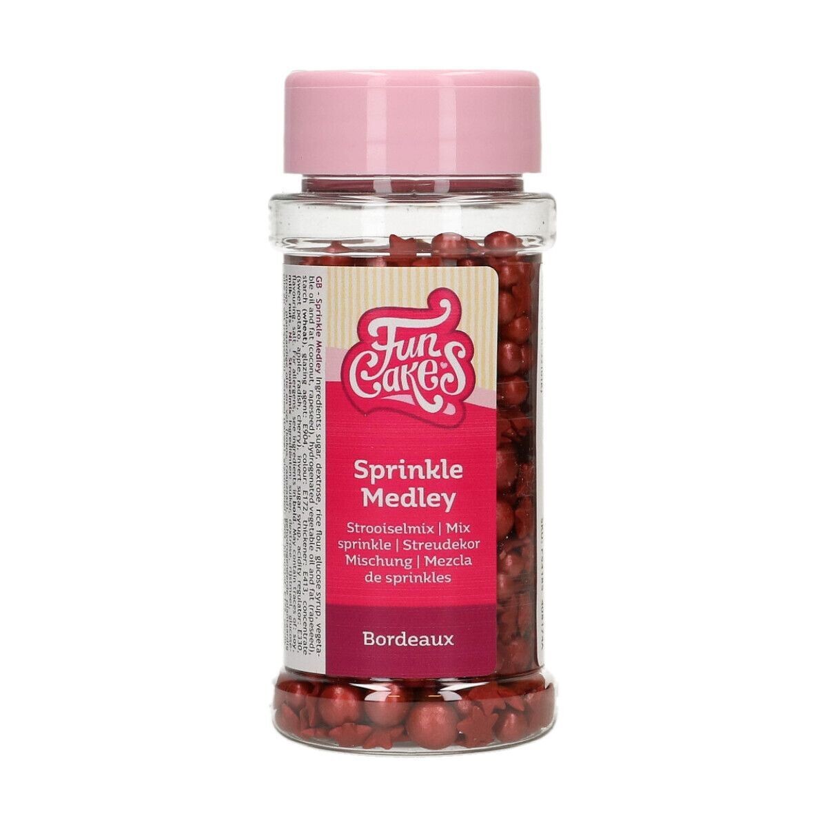 FunCakes Sprinkle Mix 60γρ -BORDEAUX MEDLEY - Μείγμα  Ζαχαρωτών Μπορντώ Πέρλες και Αστεράκια