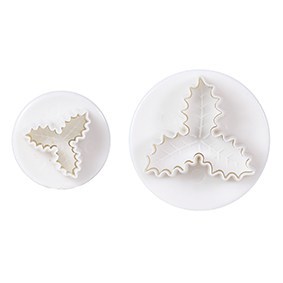 Cake Star Plunger Cutters -VEINED TRIPLE HOLLY LEAVES - Σετ 2 τεμ κουπ πατ με Εκβολέα Ανάγλυφο Τρίφυλλο Γκι
