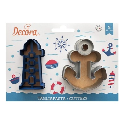 DECORA Cutters -SEA -Anchor &amp; Lighthouse - Σετ 2 πλαστικά κουπ πατ με θέμα τη Θάλασσα