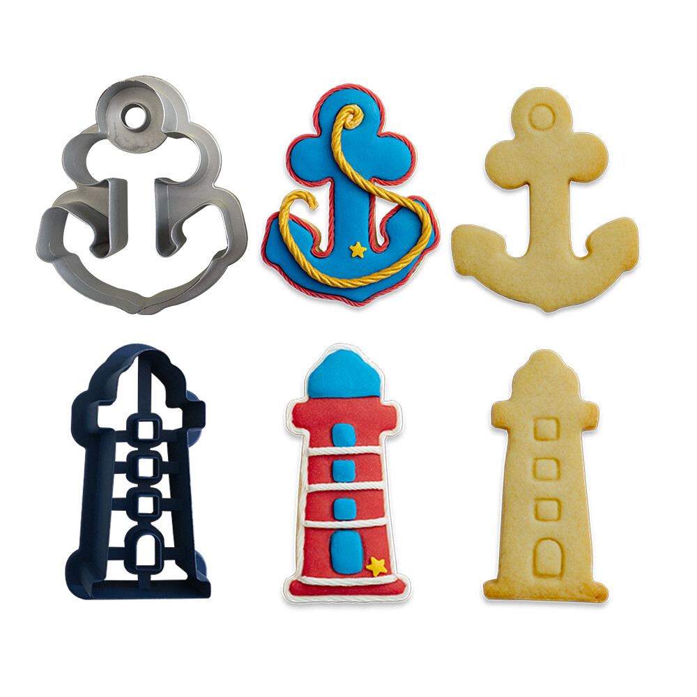 DECORA Cutters -SEA -Anchor &amp; Lighthouse - Σετ 2 πλαστικά κουπ πατ με θέμα τη Θάλασσα