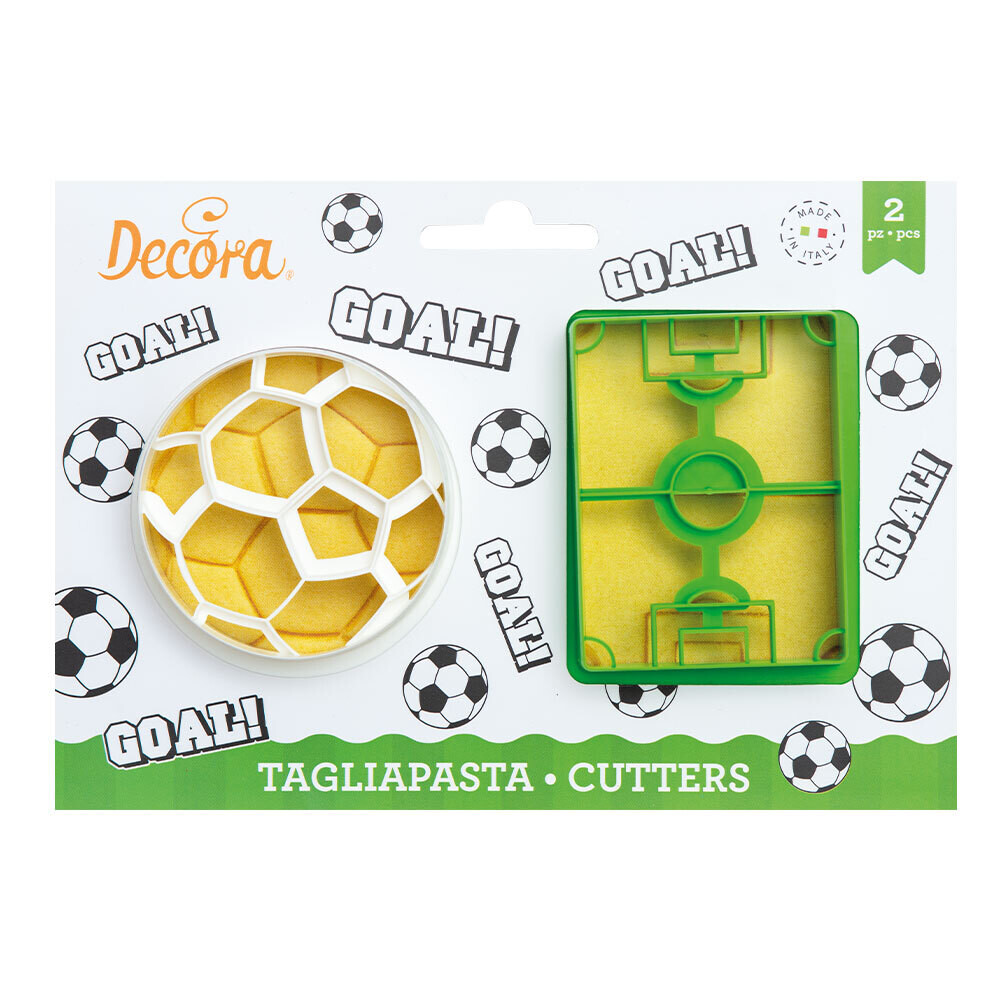 DECORA Cutters -GOAL! -Football &amp; Pitch 7.5εκ - Σετ 2 πλαστικά κουπ πατ με θέμα το Ποδόσφαιρο ∞∞∞