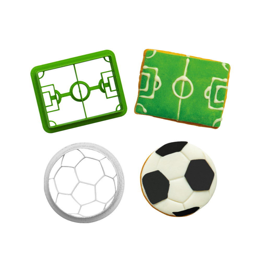 DECORA Cutters -GOAL! -Football &amp; Pitch 7.5εκ - Σετ 2 πλαστικά κουπ πατ με θέμα το Ποδόσφαιρο