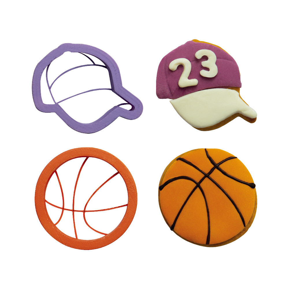 DECORA Cutters -BASKET -Basketball &amp; Hat 7.5εκ - Σετ 2 πλαστικά κουπ πατ με θέμα το Μπάσκετ ∞∞∞