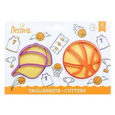 DECORA Cutters -BASKET -Basketball &amp; Hat 7.5εκ - Σετ 2 πλαστικά κουπ πατ με θέμα το Μπάσκετ