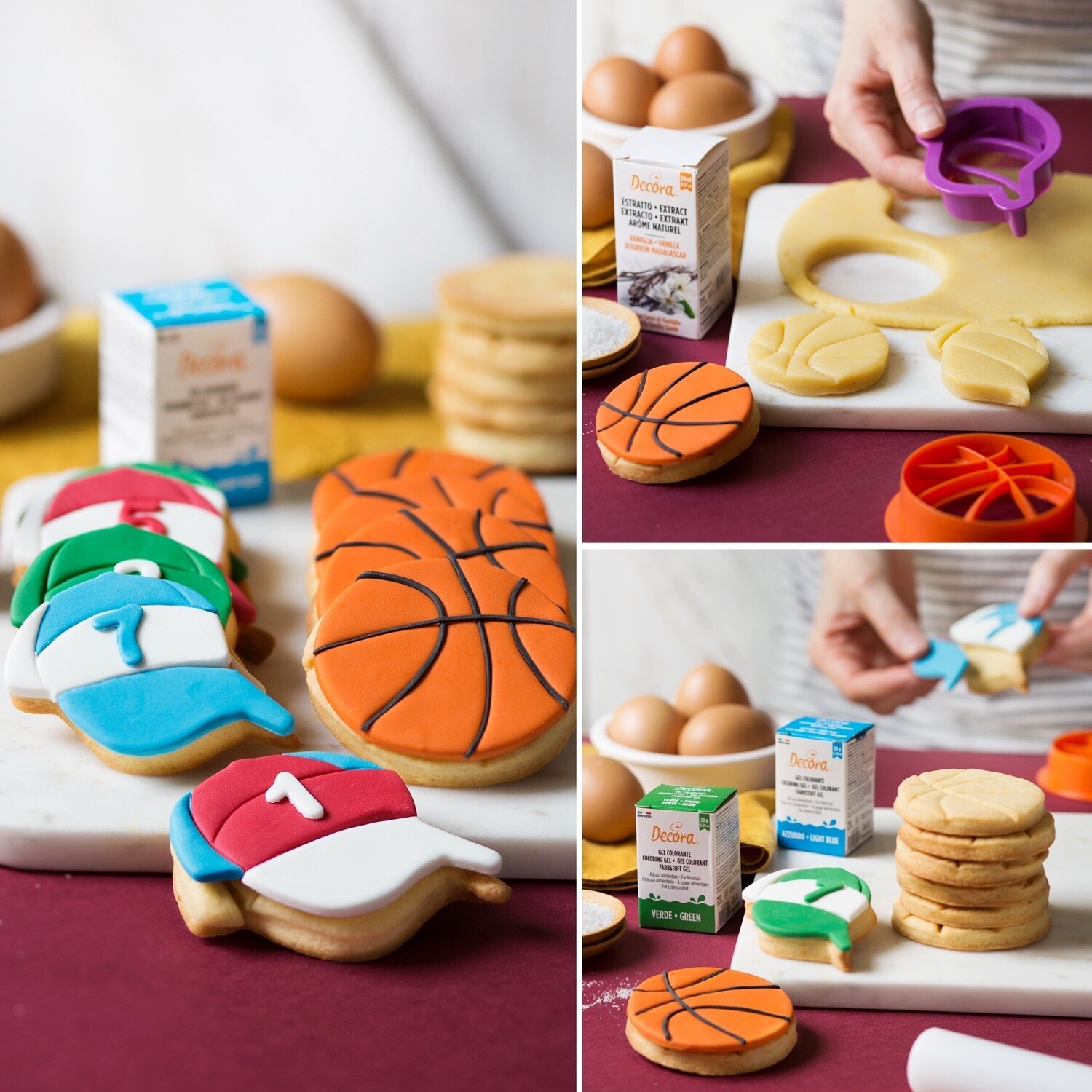 DECORA Cutters -BASKET -Basketball &amp; Hat 7.5εκ - Σετ 2 πλαστικά κουπ πατ με θέμα το Μπάσκετ ∞∞∞