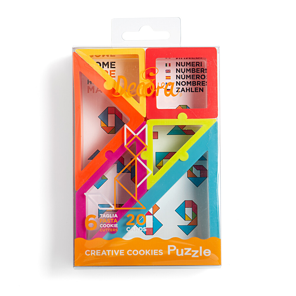 SALE!!! DECORA- Cutters -Geometric CREATIVE COOKIES PUZZLE CUTTER - Σετ 6 πλαστικά κουπ πατ Γεωμετρικά Σχέδια