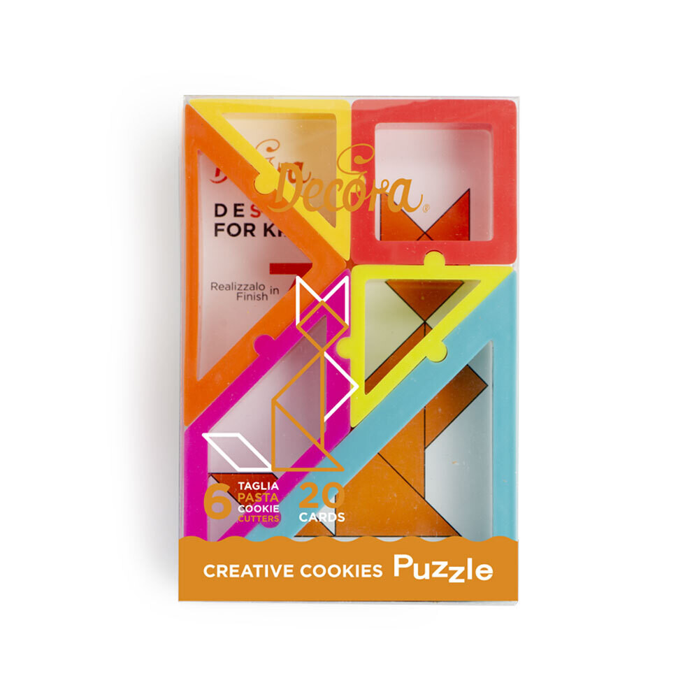 SALE!!! DECORA- Cutters -Geometric CREATIVE COOKIES PUZZLE CUTTER - Σετ 6 πλαστικά κουπ πατ Γεωμετρικά Σχέδια