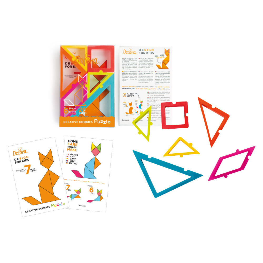 SALE!!! DECORA- Cutters -Geometric CREATIVE COOKIES PUZZLE CUTTER - Σετ 6 πλαστικά κουπ πατ Γεωμετρικά Σχέδια