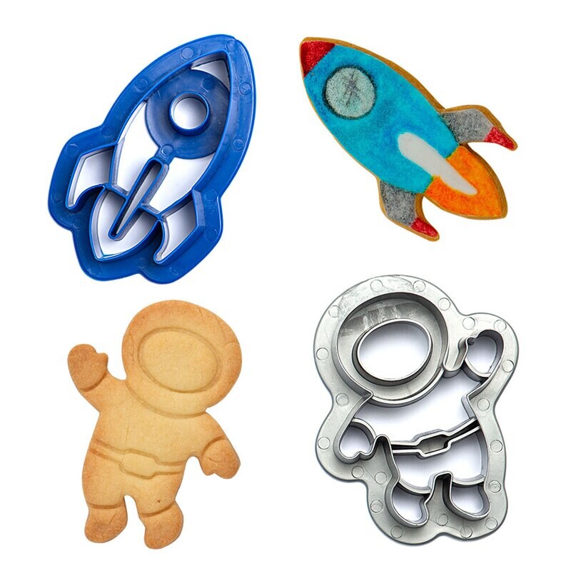 DECORA Cutters -SPACE -Astronaut &amp; Rocket Spaceship - Σετ 2 πλαστικά κουπ πατ Αστροναύτης και Πύραυλος/Διαστημόπλοιο