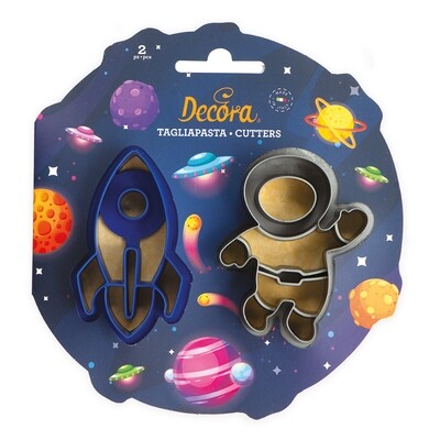 DECORA Cutters -SPACE -Astronaut &amp; Rocket Spaceship - Σετ 2 πλαστικά κουπ πατ Αστροναύτης και Πύραυλος/Διαστημόπλοιο