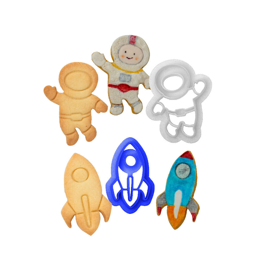 DECORA Cutters -SPACE -Astronaut &amp; Rocket Spaceship - Σετ 2 πλαστικά κουπ πατ Αστροναύτης και Πύραυλος/Διαστημόπλοιο