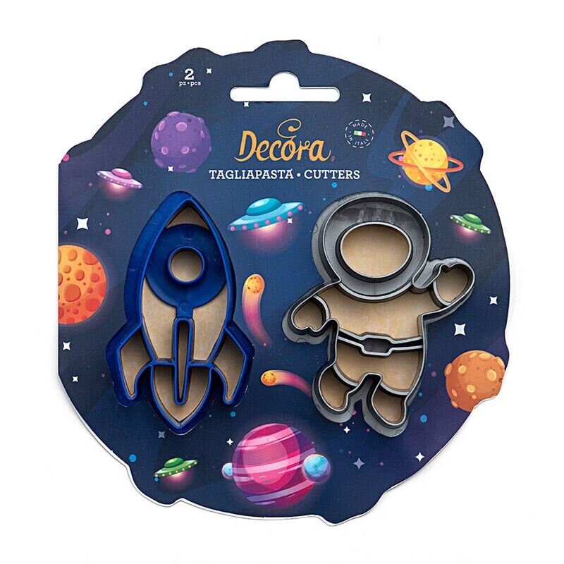 DECORA Cutters -SPACE -Astronaut &amp; Rocket Spaceship - Σετ 2 πλαστικά κουπ πατ Αστροναύτης και Πύραυλος/Διαστημόπλοιο