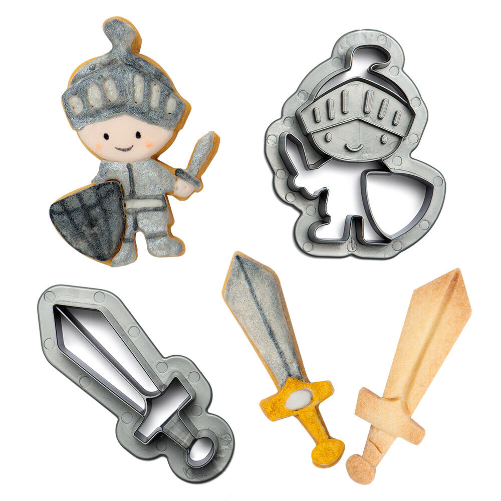 SALE!!! DECORA- Cutters -KNIGHTS -Night &amp; Sword Spaceship - Σετ 2 πλαστικα κουπ πατ Ιππότης