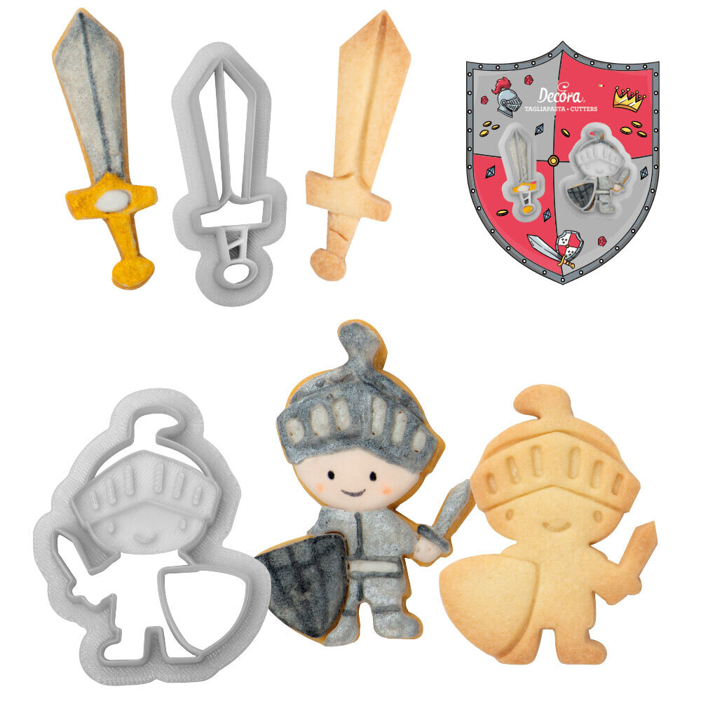 SALE!!! DECORA- Cutters -KNIGHTS -Night &amp; Sword Spaceship - Σετ 2 πλαστικα κουπ πατ Ιππότης