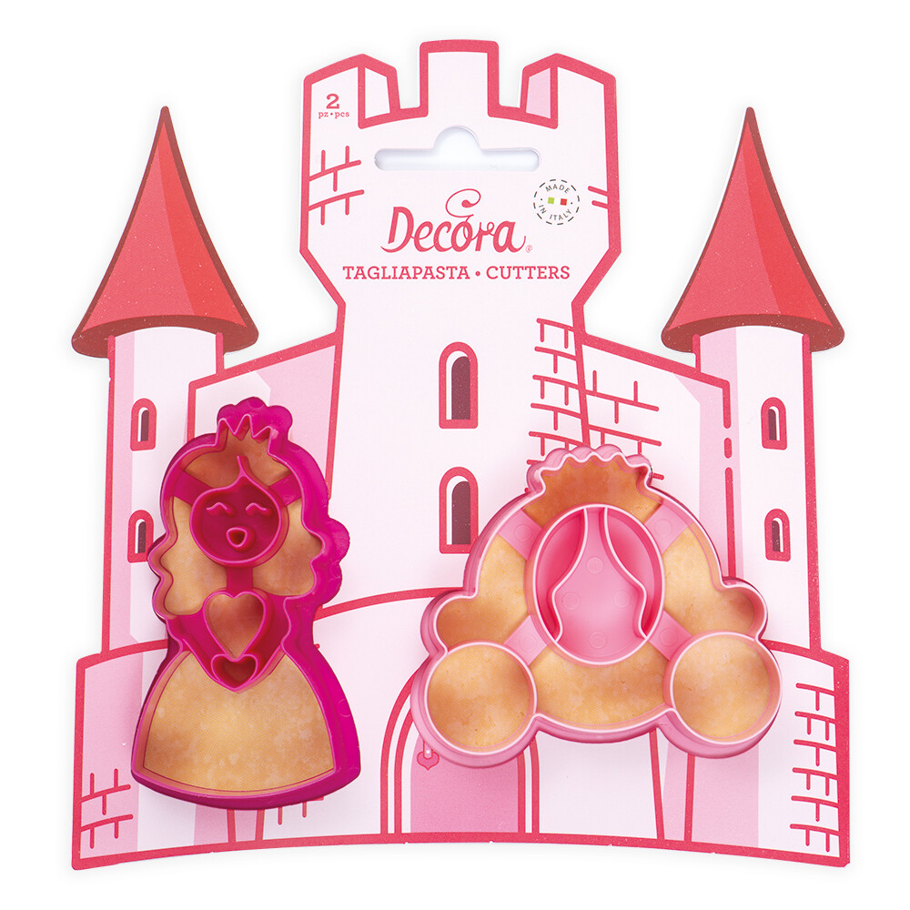 DECORA Cutters -PRINCESS &amp; CARRIAGE - Σετ 2 πλαστικά κουπ πατ  Πριγκίπισσα και Άμαξα