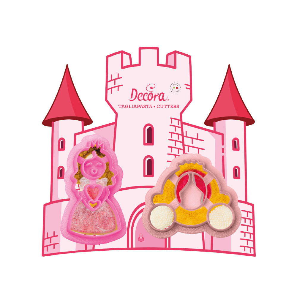 DECORA Cutters -PRINCESS &amp; CARRIAGE - Σετ 2 πλαστικά κουπ πατ  Πριγκίπισσα και Άμαξα