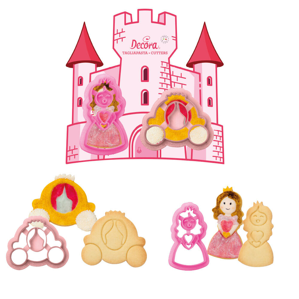DECORA Cutters -PRINCESS &amp; CARRIAGE - Σετ 2 πλαστικά κουπ πατ  Πριγκίπισσα και Άμαξα