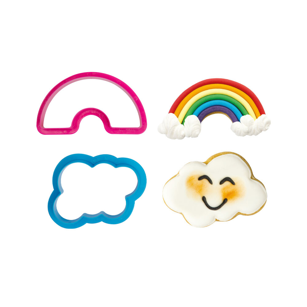 DECORA Cutters - RAINBOW &amp; Cloud - Σετ 2 πλαστικά κουπ πατ Ουράνιο Τόξο και Σύννεφο
