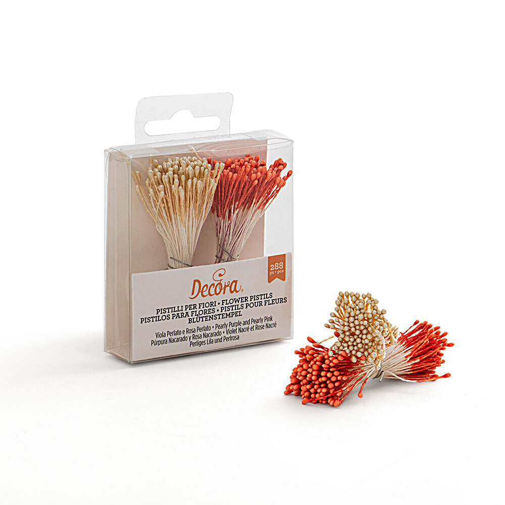 SALE!!! DECORA- Stamens -Orange  &amp; White - Στήμονες πορτοκαλί &amp; Λευκοί 288τμχ