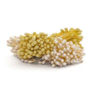 DECORA Stamens -WHITE &amp; OPAQUE YELLOW - Στήμονες σε Περλέ Λευκό και Κίτρινο Ματ 288τμχ