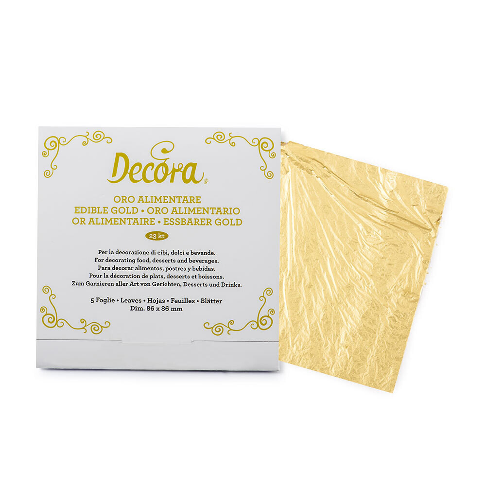 DECORA- 23 Carats Gold Edible Loose Leaf Sheets 5 τμχ - Βρώσιμα φύλλα χρυσού 23 καρατίων 8.6x8.6εκ
