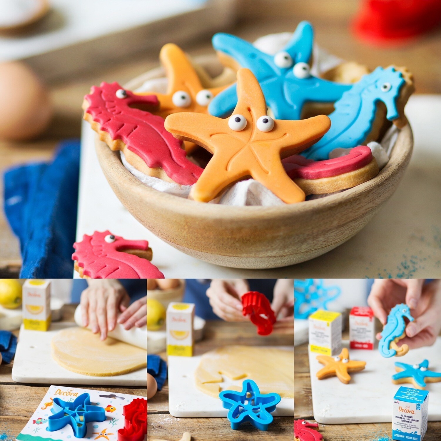 DECORA Cutters -MARINE ANIMALS -Starfish &amp; Seahorse - Σετ 2 πλαστικά κουπ πατ Αστερίας και Ιππόκαμπος
