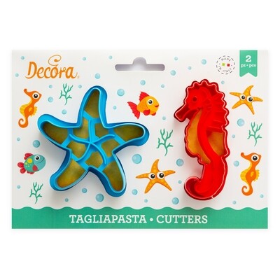 DECORA Cutters -MARINE ANIMALS -Starfish &amp; Seahorse - Σετ 2 πλαστικά κουπ πατ Αστερίας και Ιππόκαμπος