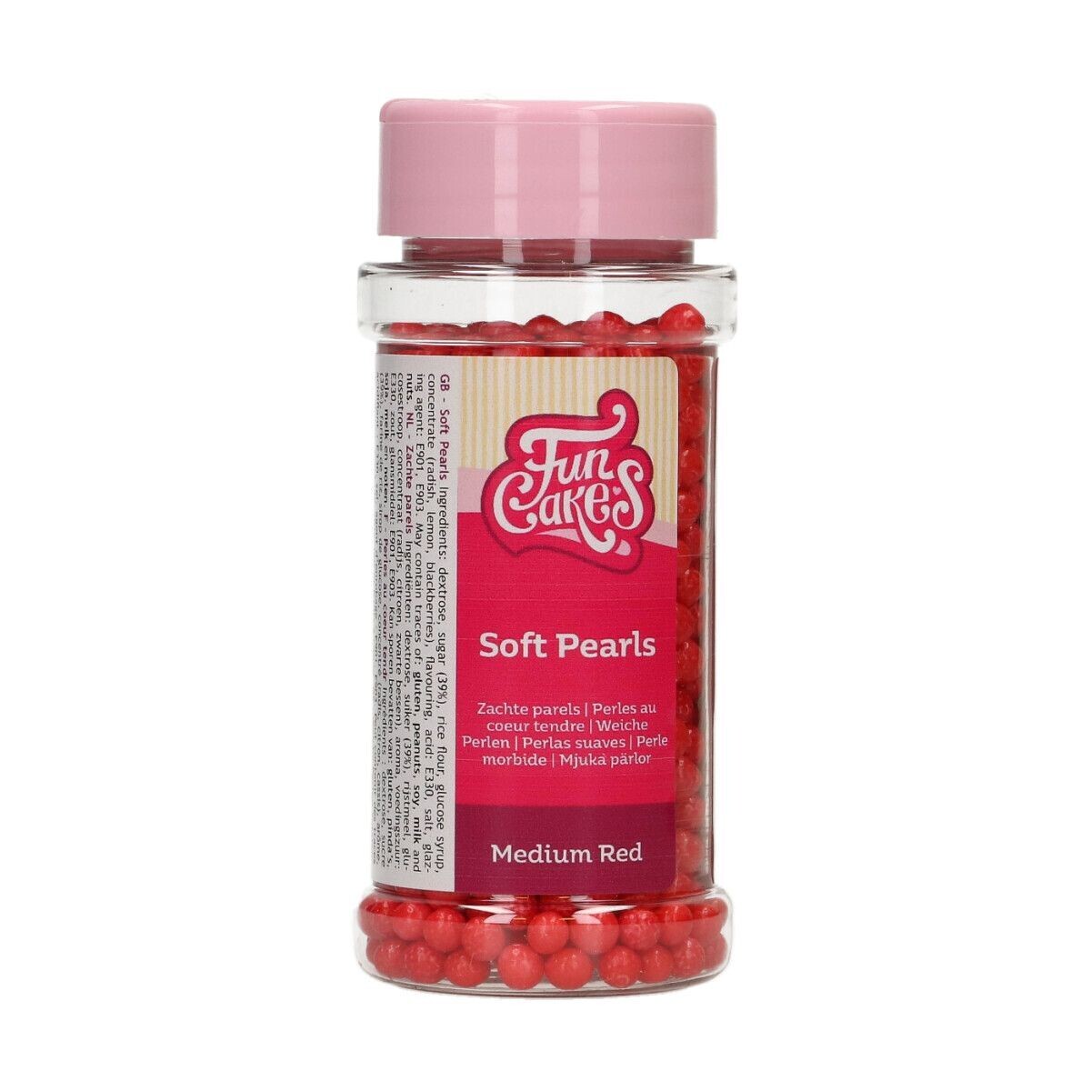 FunCakes Soft Sugar Pearls -MEDIUM RED 60g -Μαλακές Πέρλες Ζάχαρης Κόκκινες