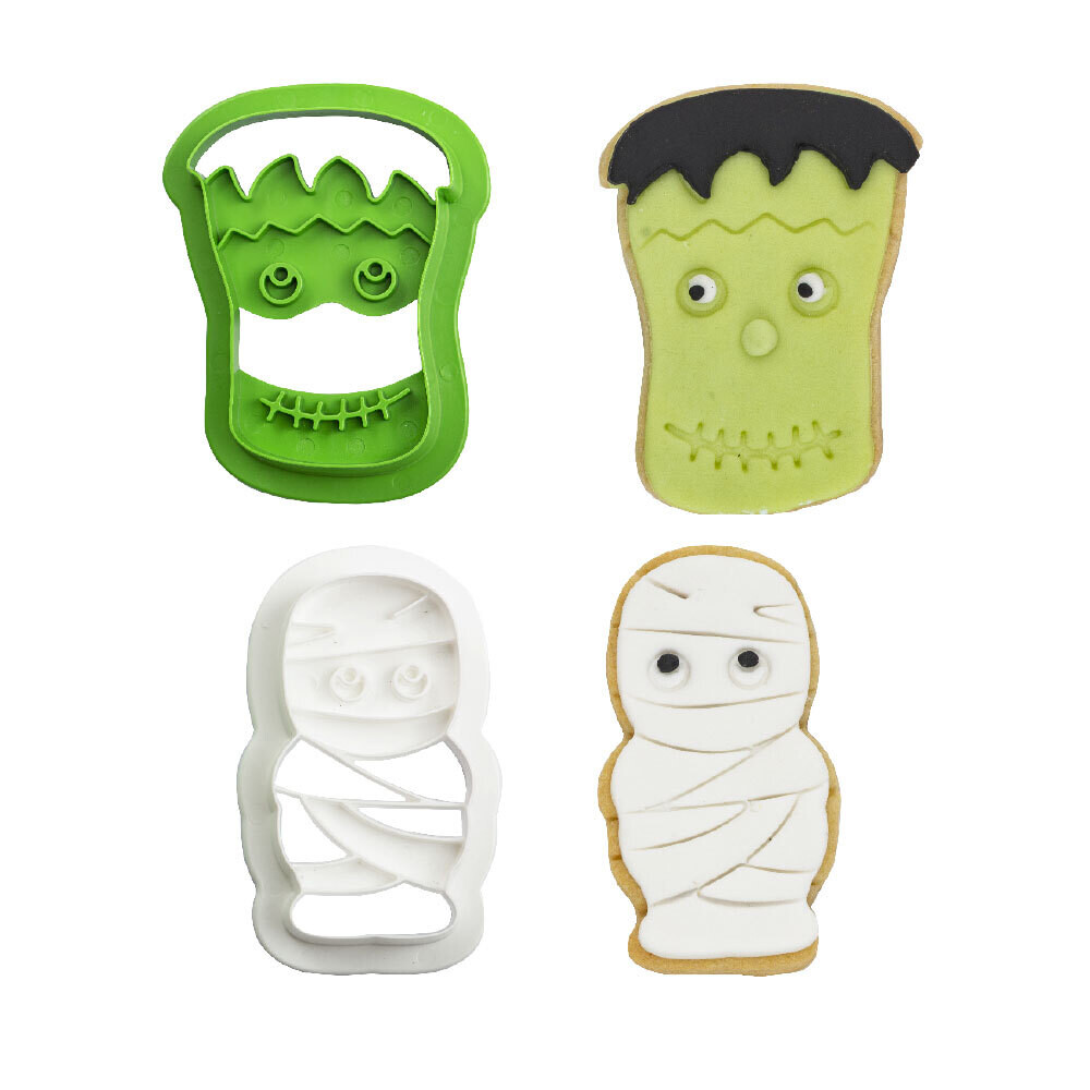 DECORA Cutters -MONSTERS -Frankenstein &amp; Mummy - Σετ 2 πλαστικά κουπ πατ Τέρατα