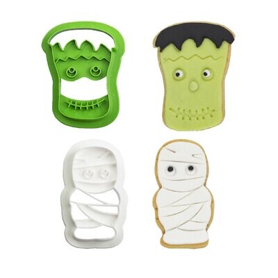 DECORA Cutters -MONSTERS -Frankenstein &amp; Mummy - Σετ 2 πλαστικά κουπ πατ Τέρατα