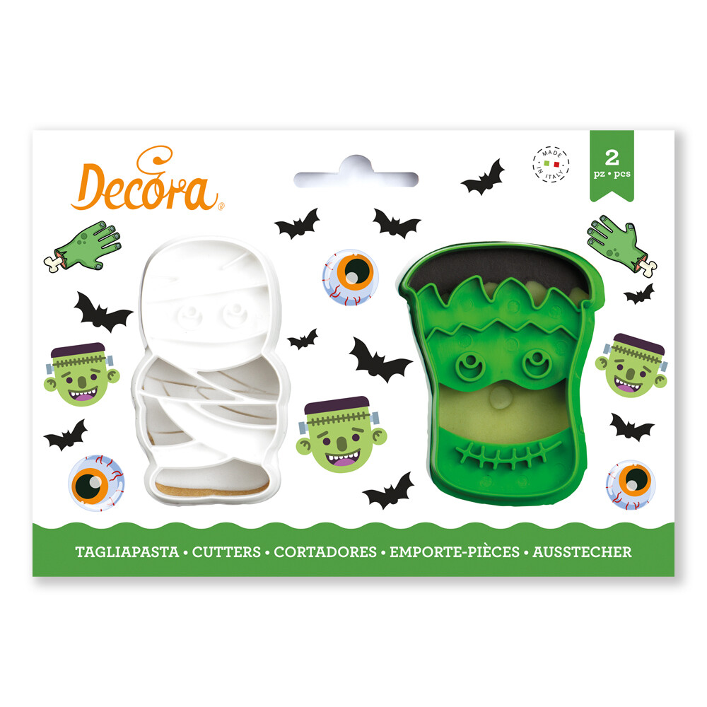 DECORA Cutters -MONSTERS -Frankenstein &amp; Mummy - Σετ 2 πλαστικά κουπ πατ Τέρατα